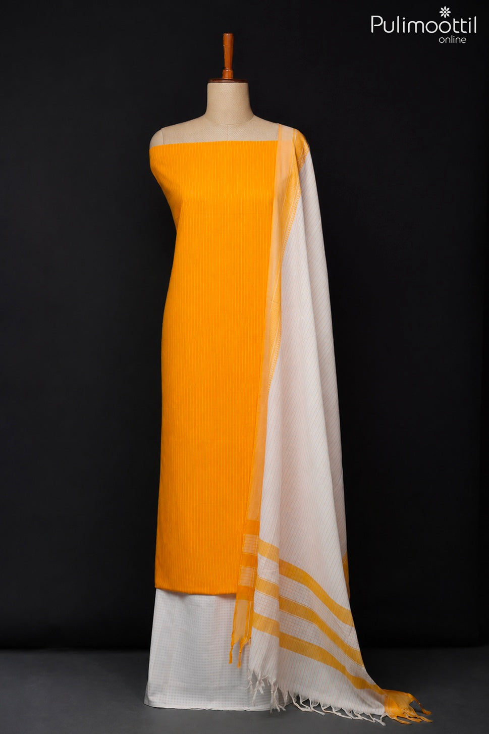 Yellow Cotton Unstitched Salwar Set
