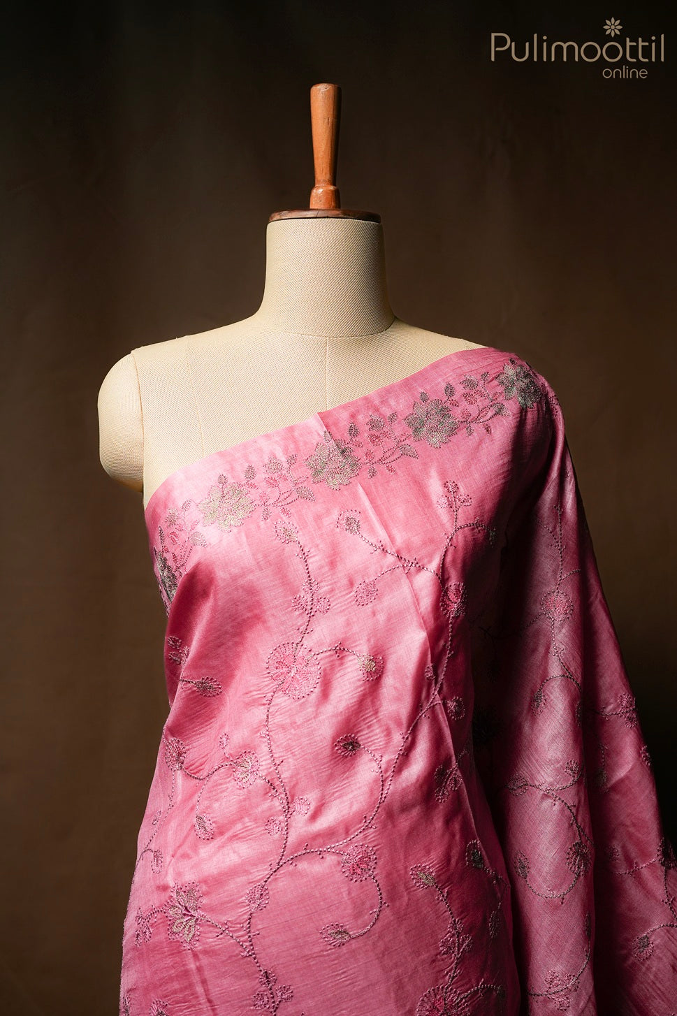 Onion pink color Tussar silk saree
