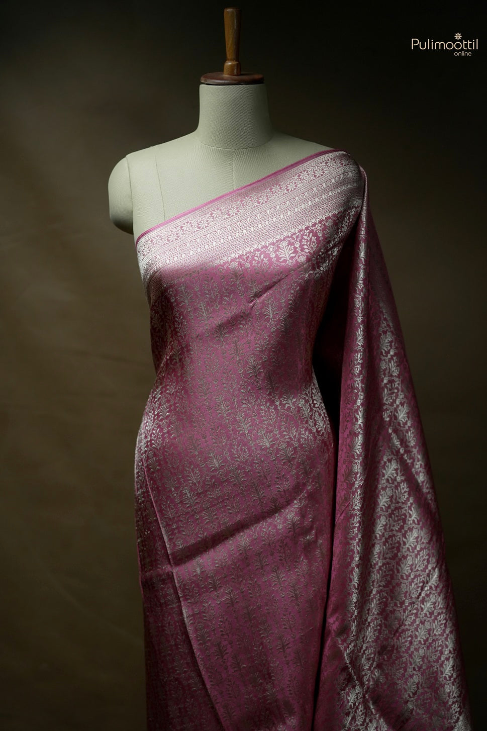 Onion pink color Banarasi saree