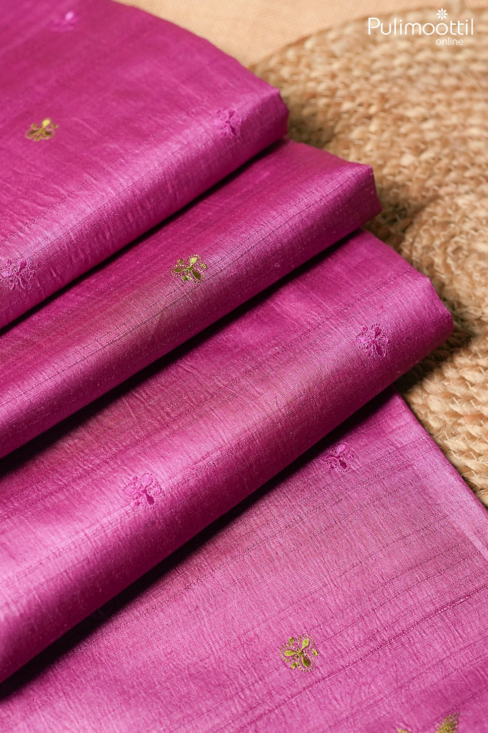 Dark pink color Tussar silk saree