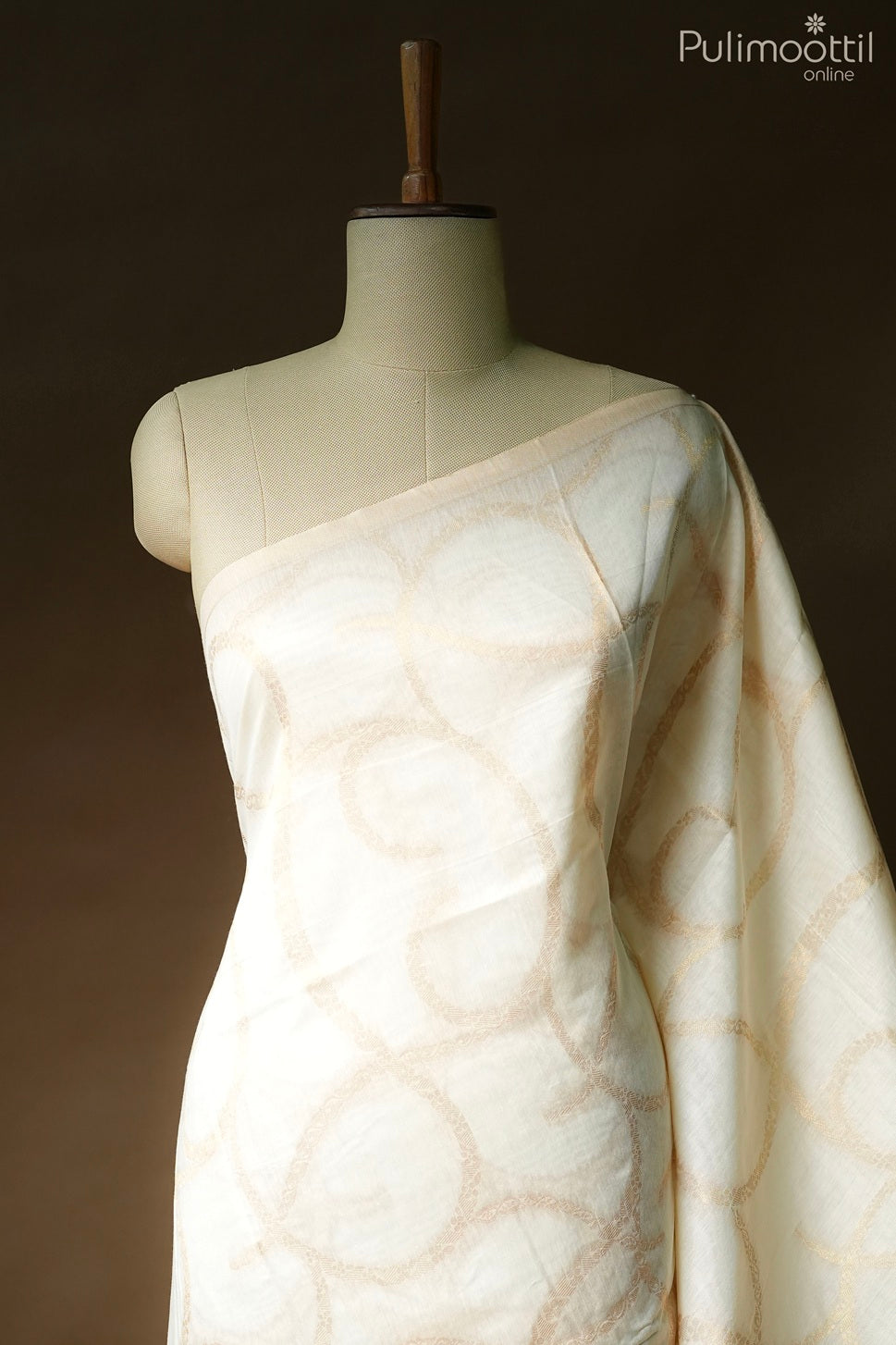 Off white color Chanderi traditional saree