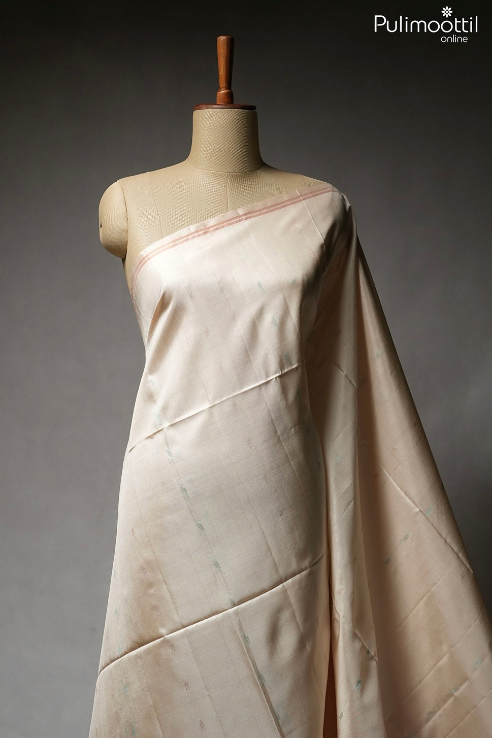 Ivory color Kanchipuram soft silk saree