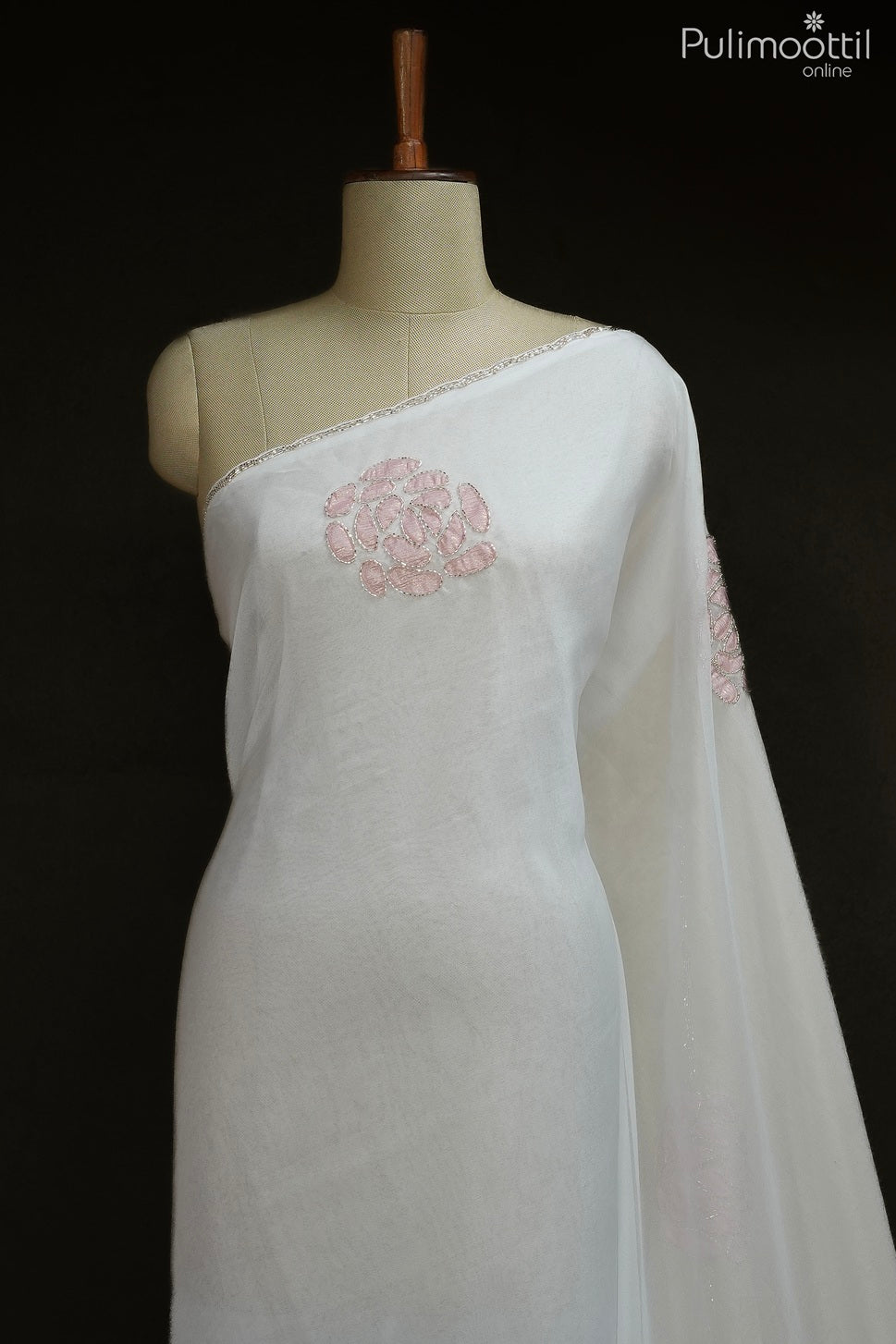 White color organza fancy saree