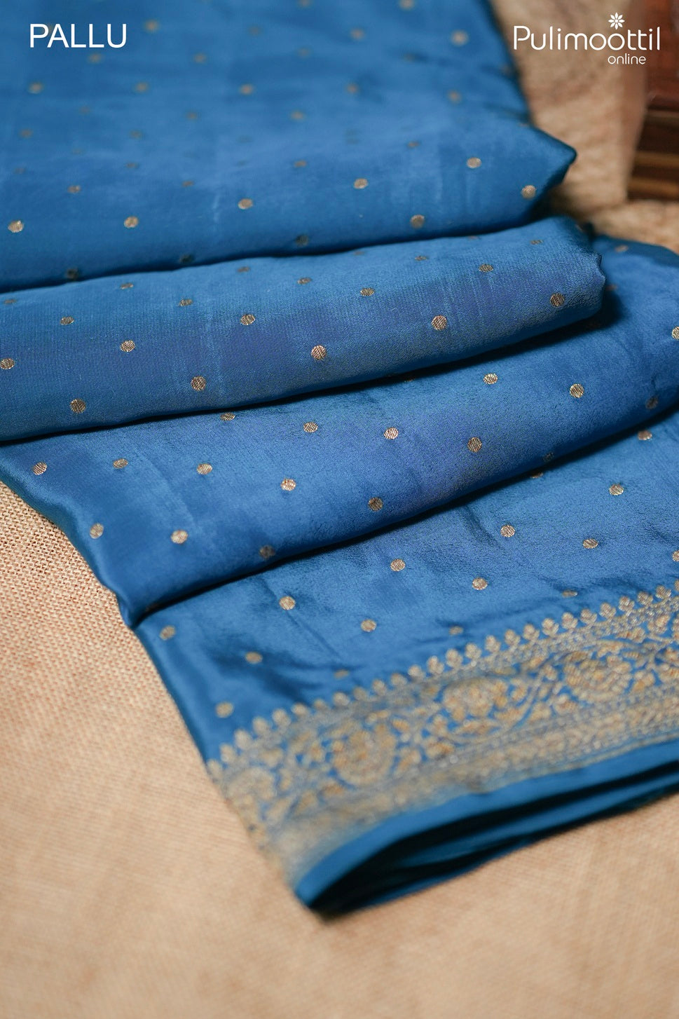 Dark sky blue color Banarasi saree