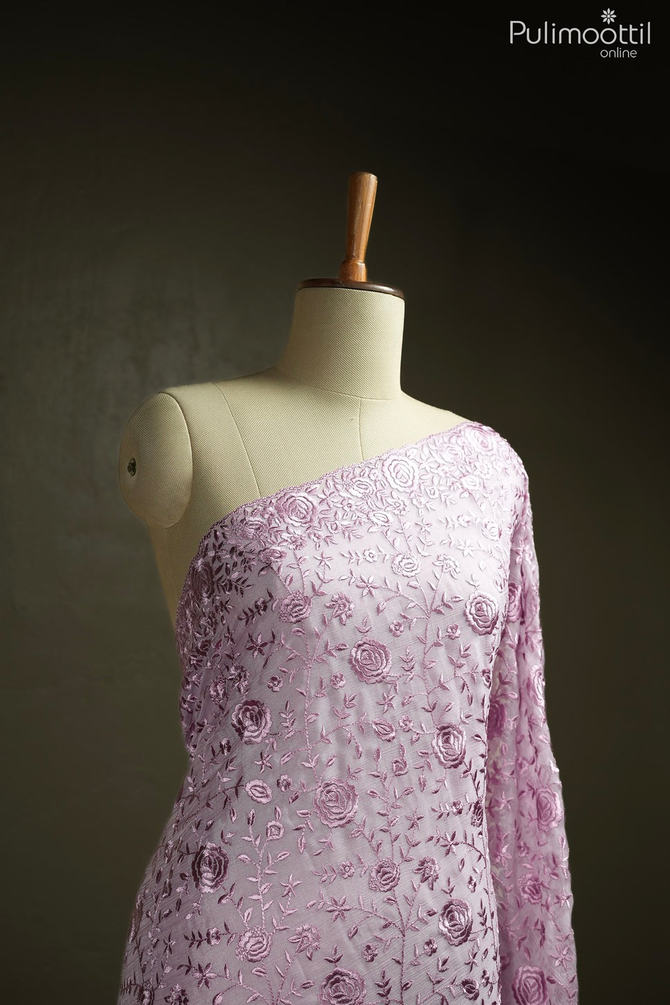 Light onion pink color crushed organza fancy saree