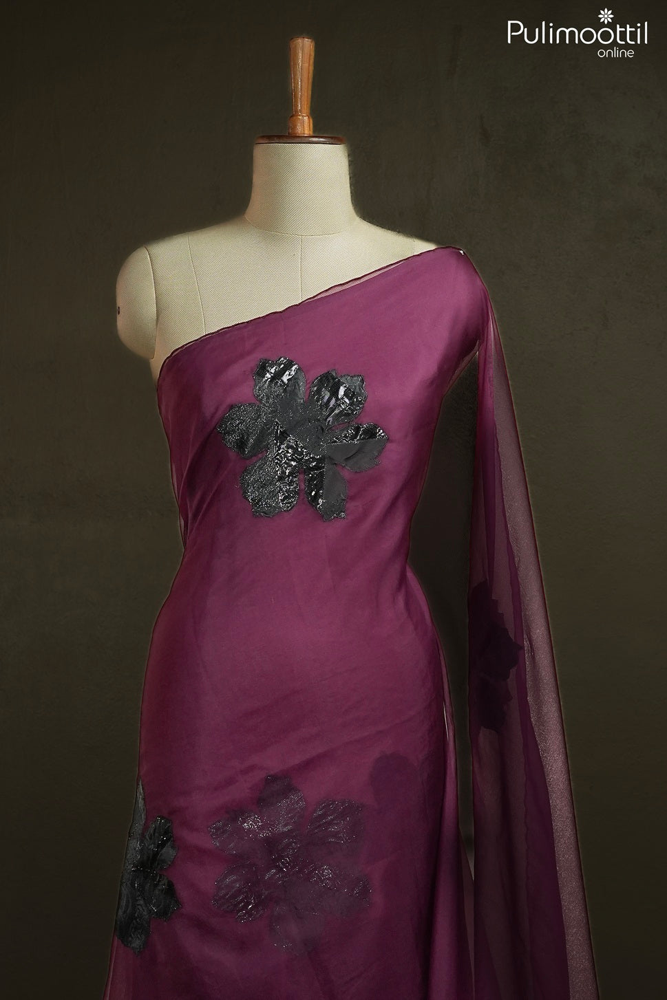 Purple color organza fancy saree