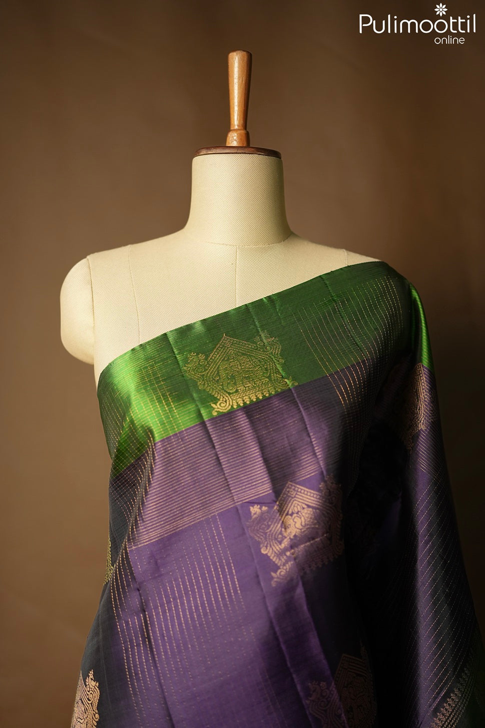 Violet color Kanchipuram designer saree