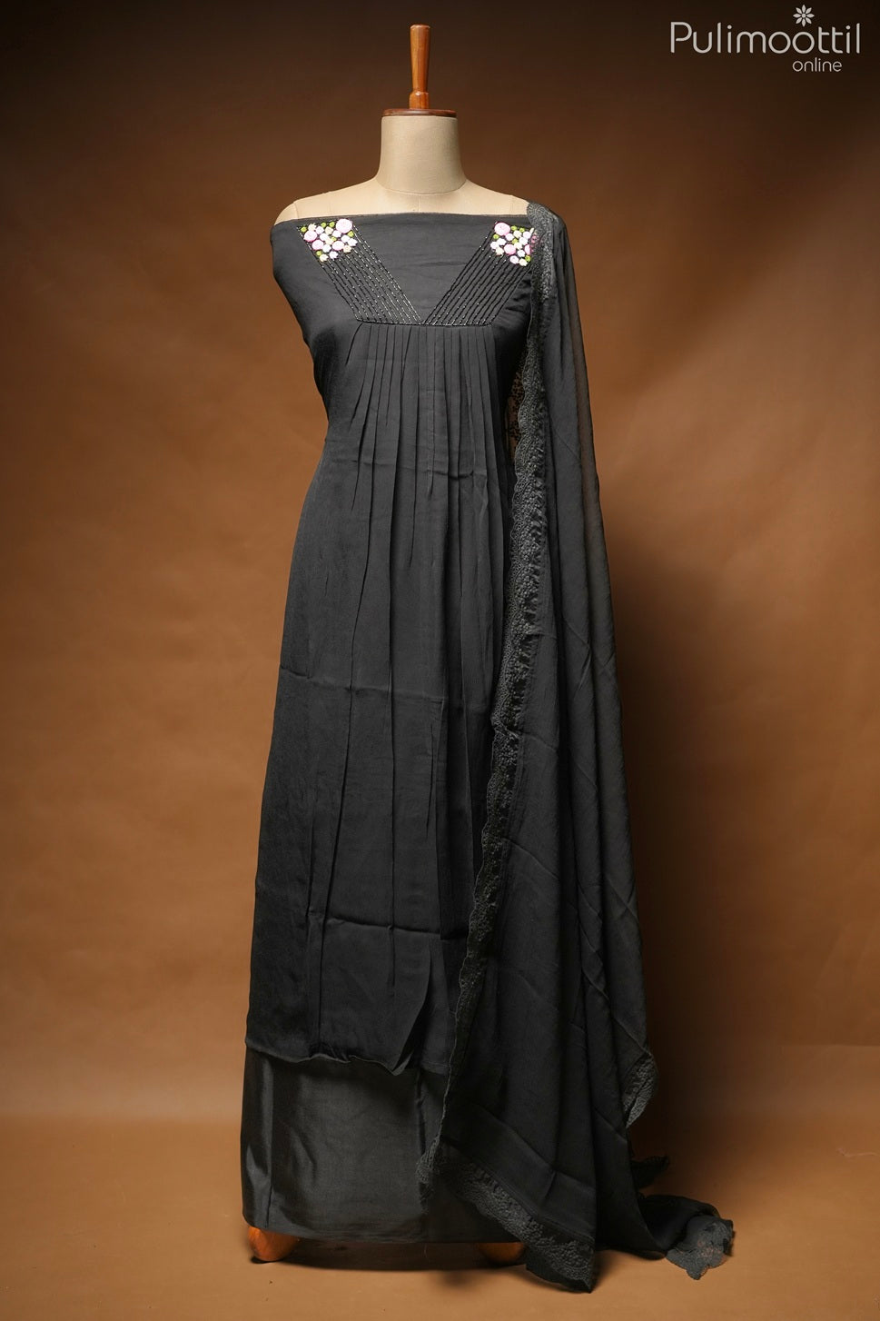 Black Turkish Georgette Unstitched Salwar Set