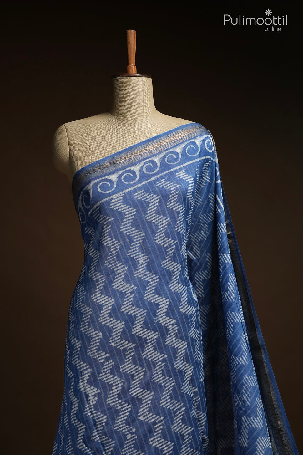 Blue color Chanderi saree