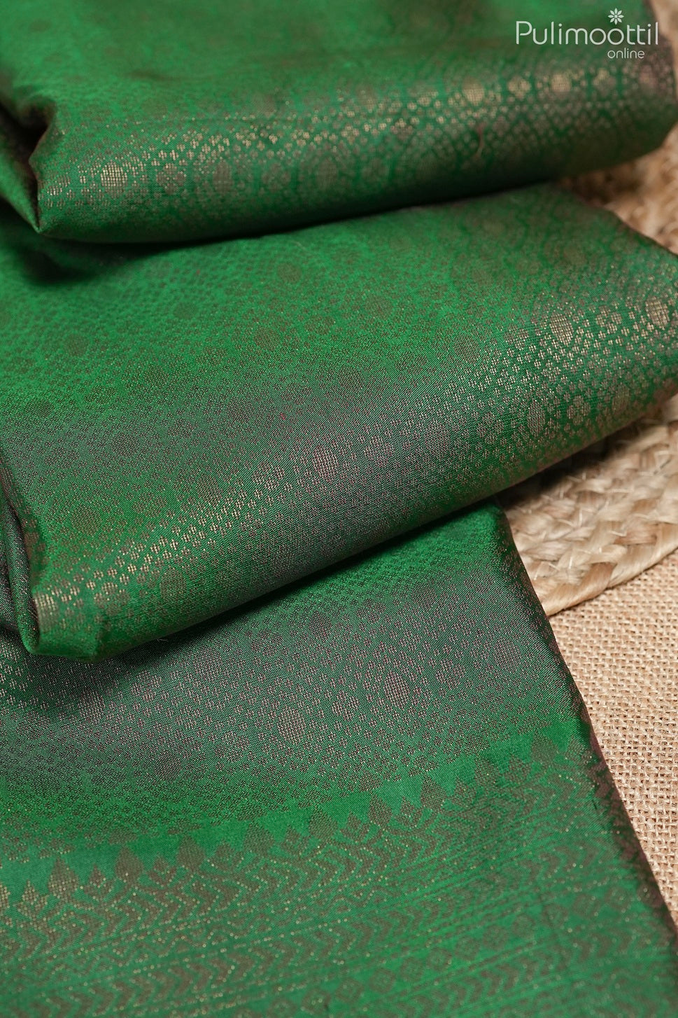 Bottle green color Kanchipuram designer saree