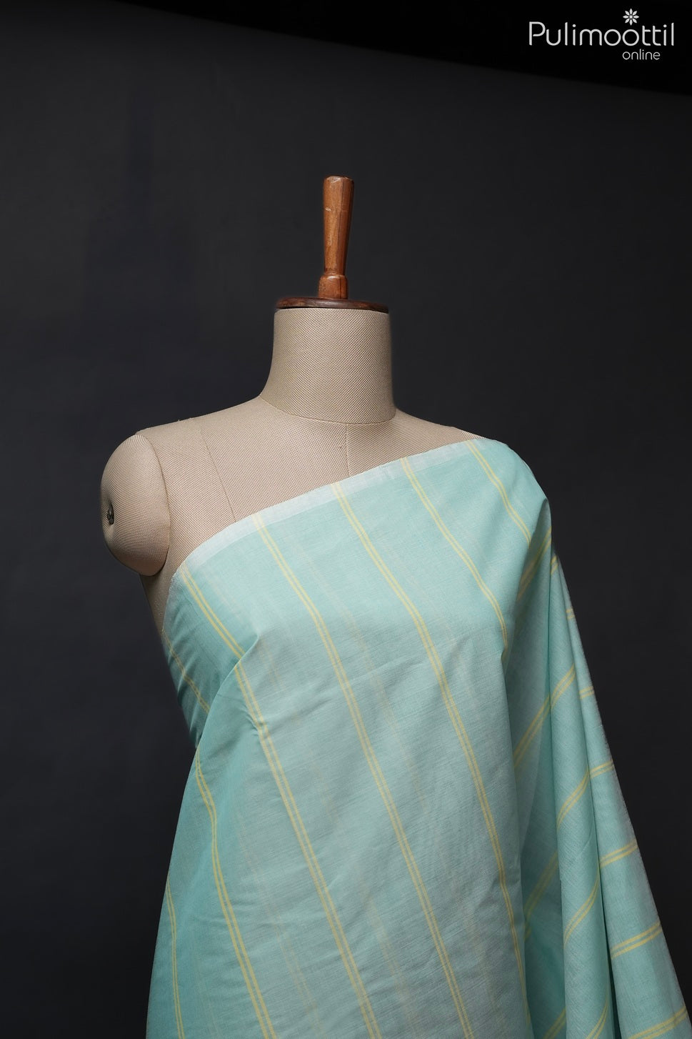 Mint green color handloom cotton saree
