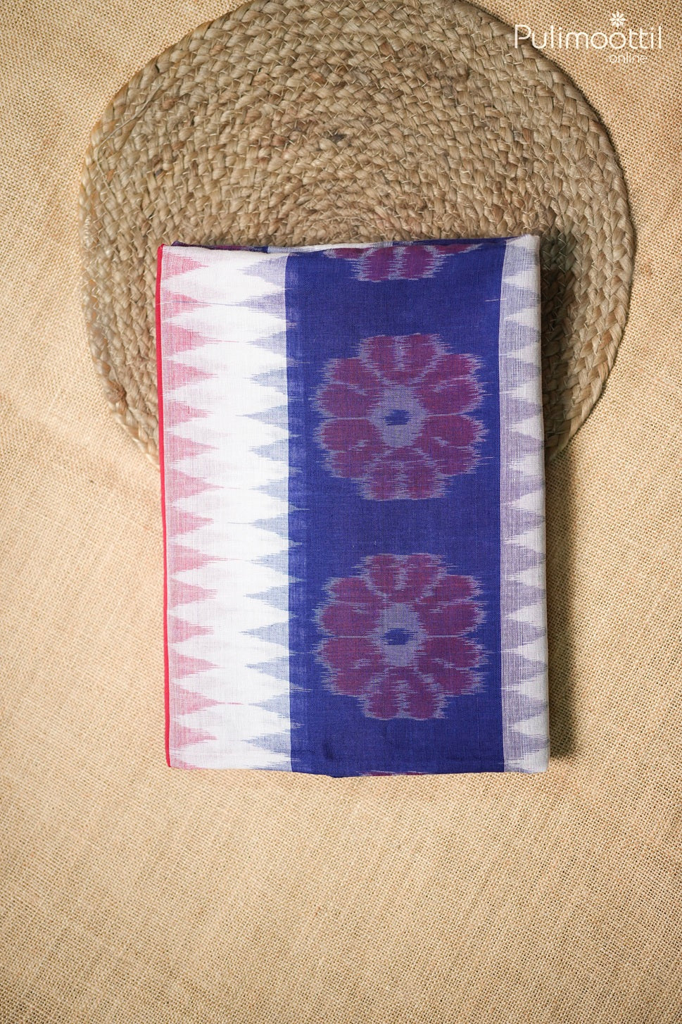 Multi color Ikat printed cotton saree