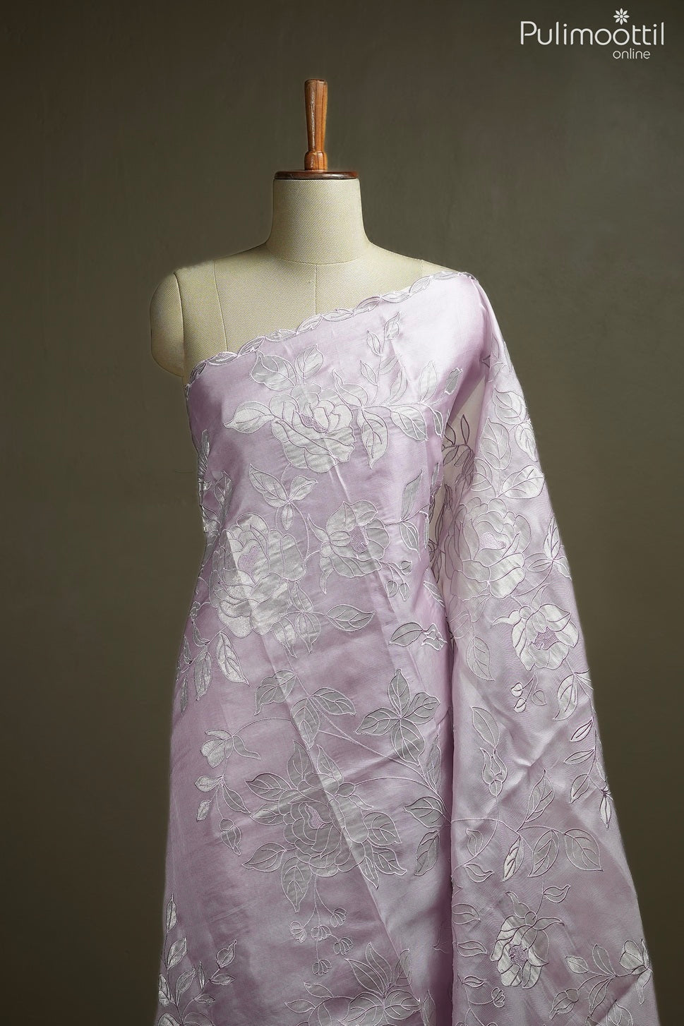 Lavender color organza fancy saree