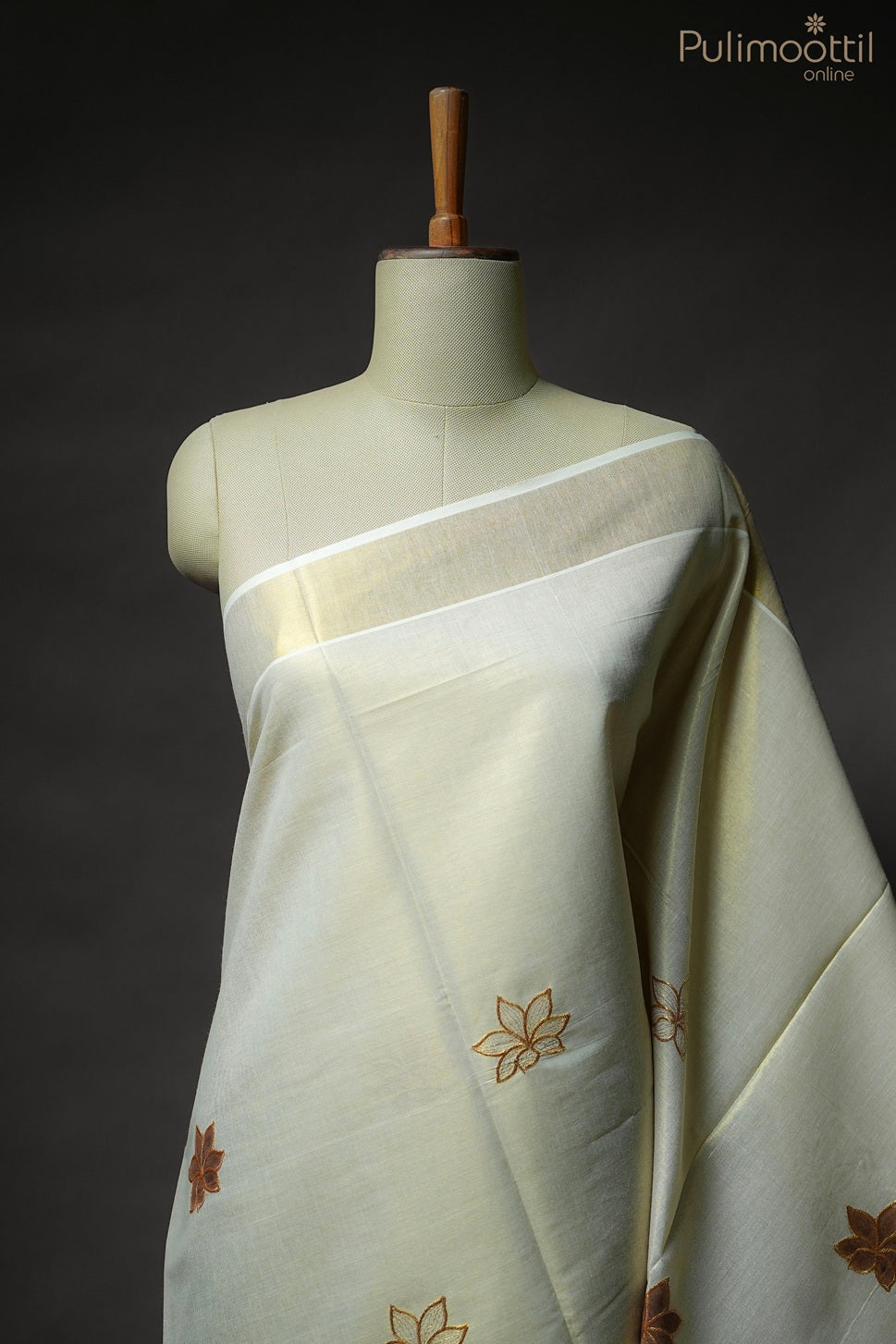 Kerala traditional golden tissue set saree