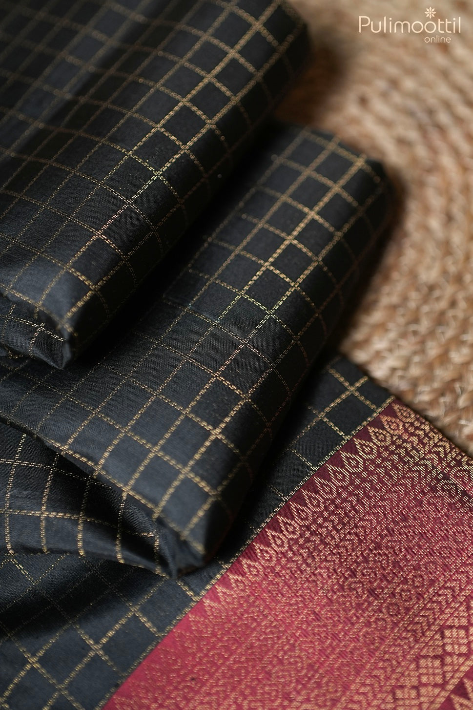 Black color Kanchipuram designer saree