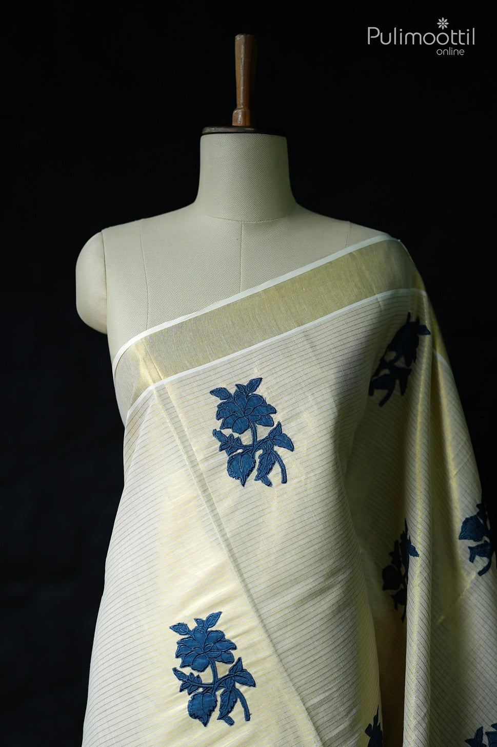 Kerala traditional golden tissue set saree