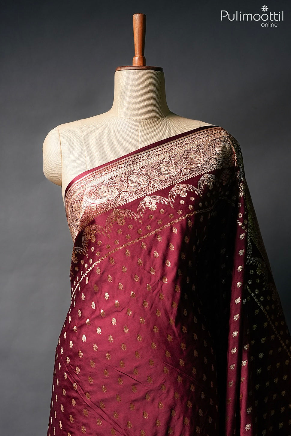 Maroon color Banarasi saree
