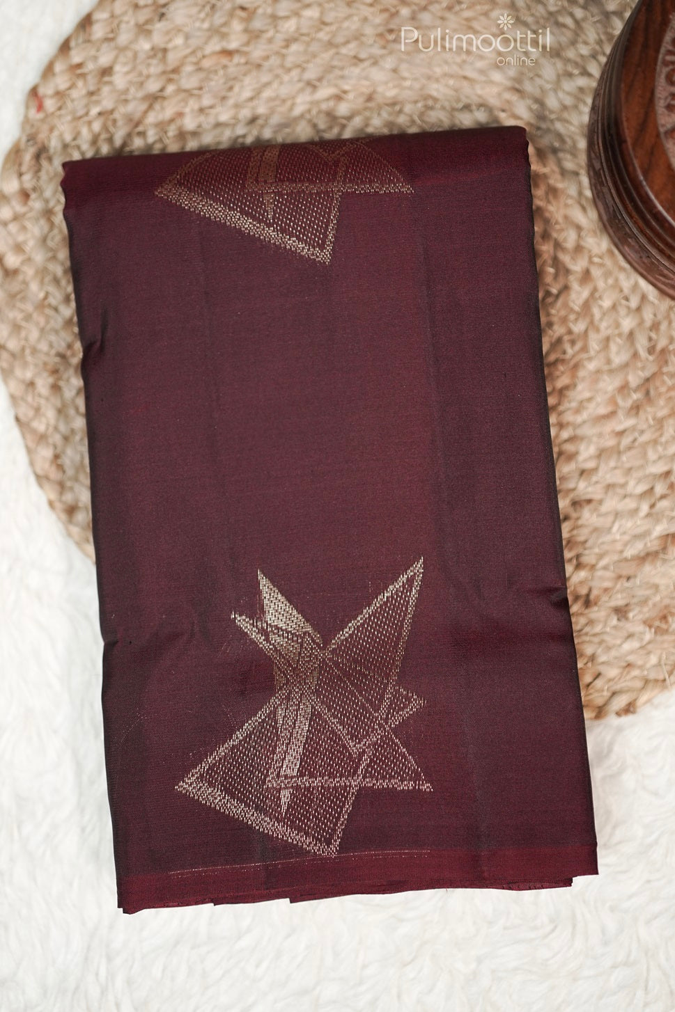 Dark Maroon Colour Semi Kanchipuram Saree