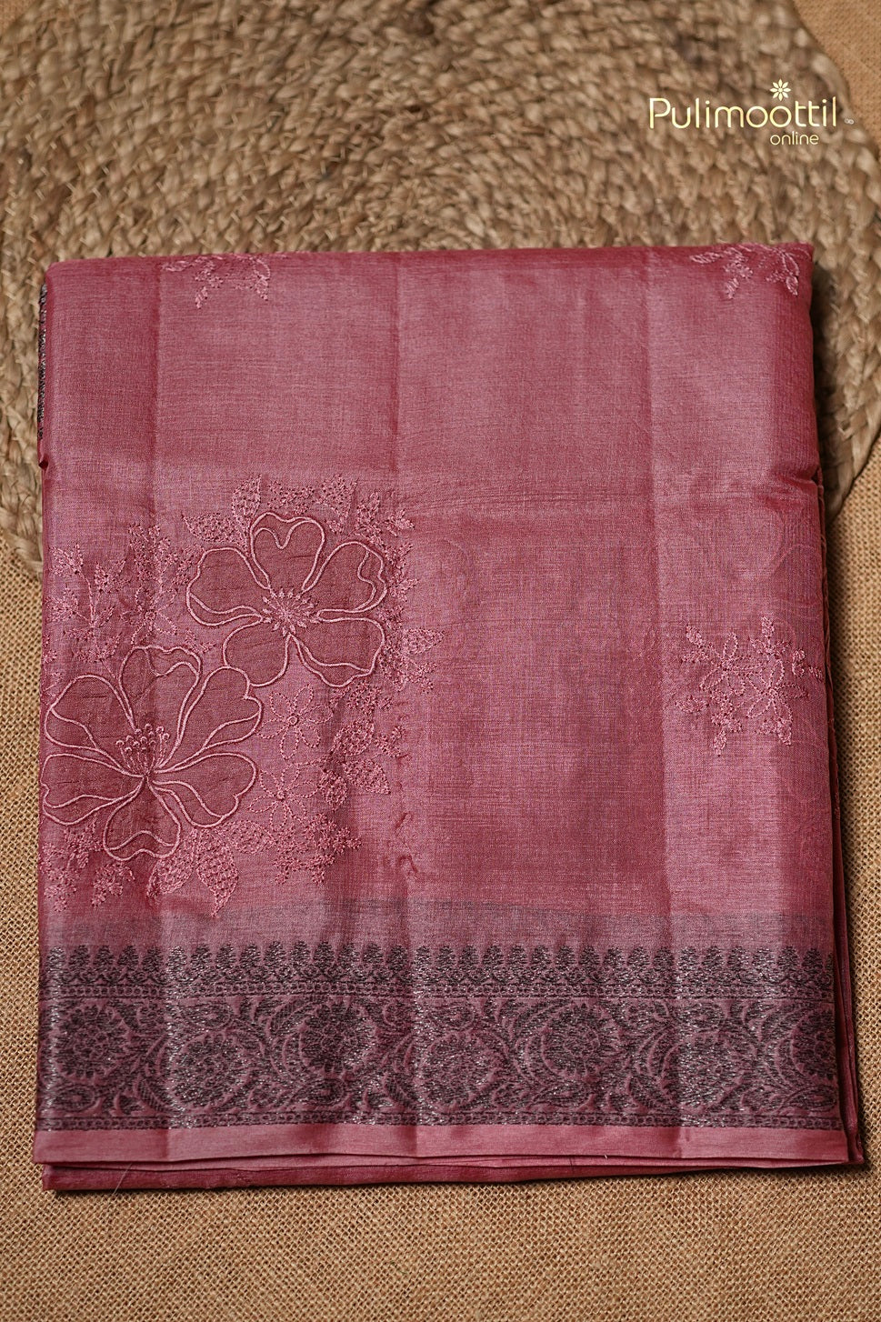 Pink Peach Colour Tussar Silk Saree