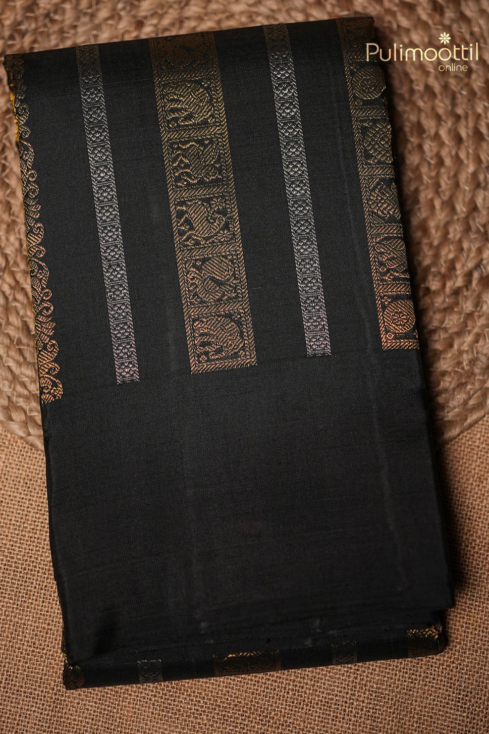 Black Colour Kanchipuram Designer Saree