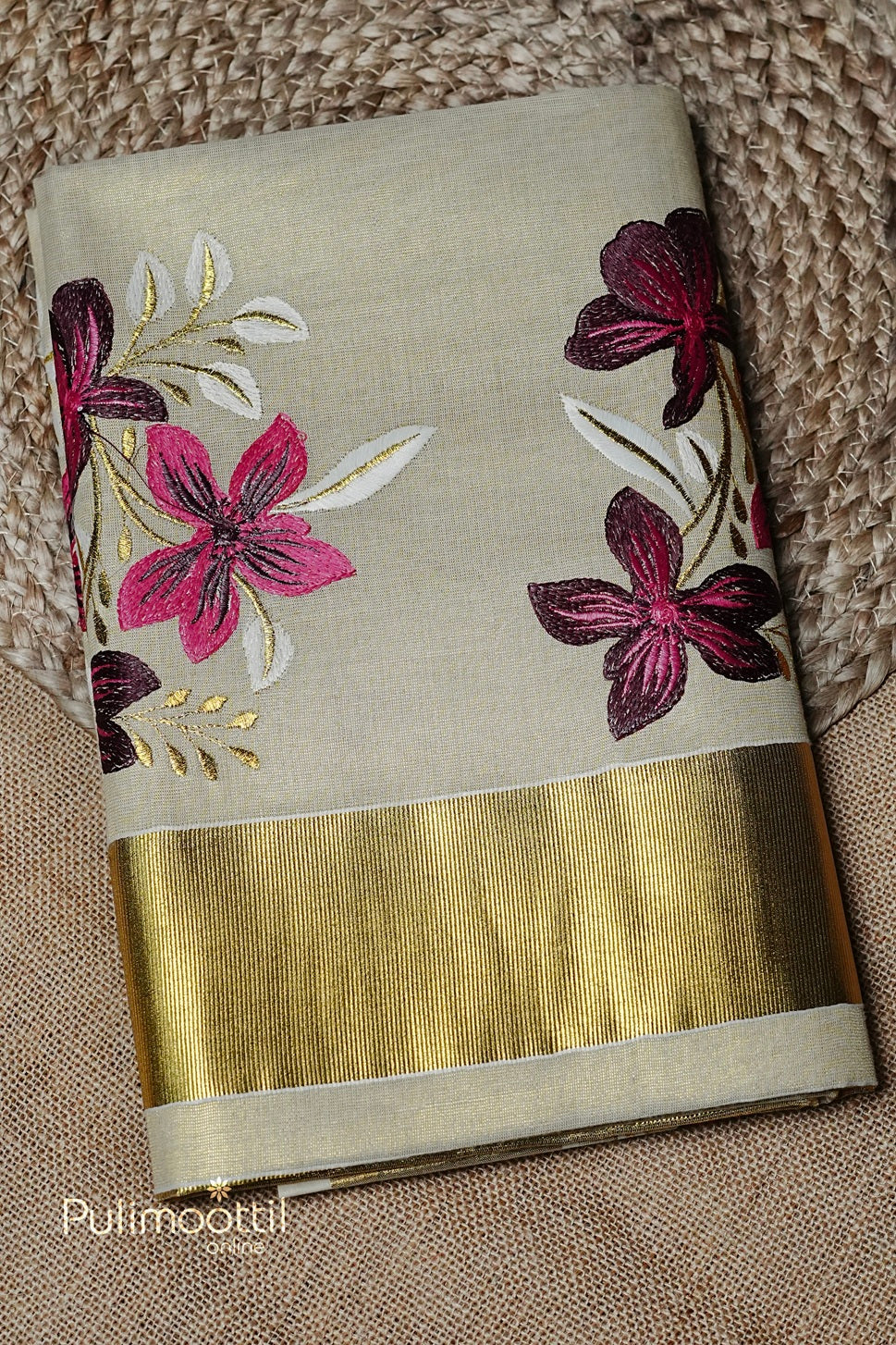Kerala Traditional Golden Tissue Set Saree