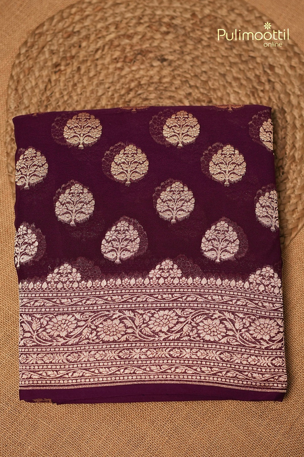 Dark Violet Colour Banarasi Saree