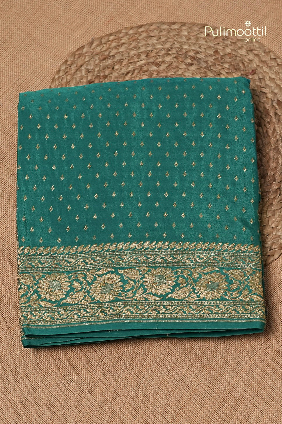 Peacock Green Colour Banarasi Saree