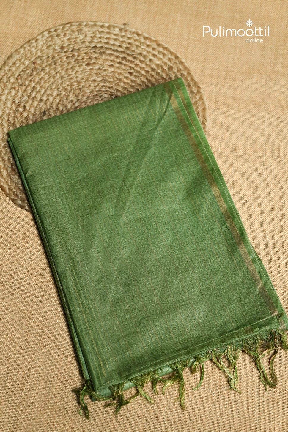 Dark Mint Green Colour Tussar Silk Saree