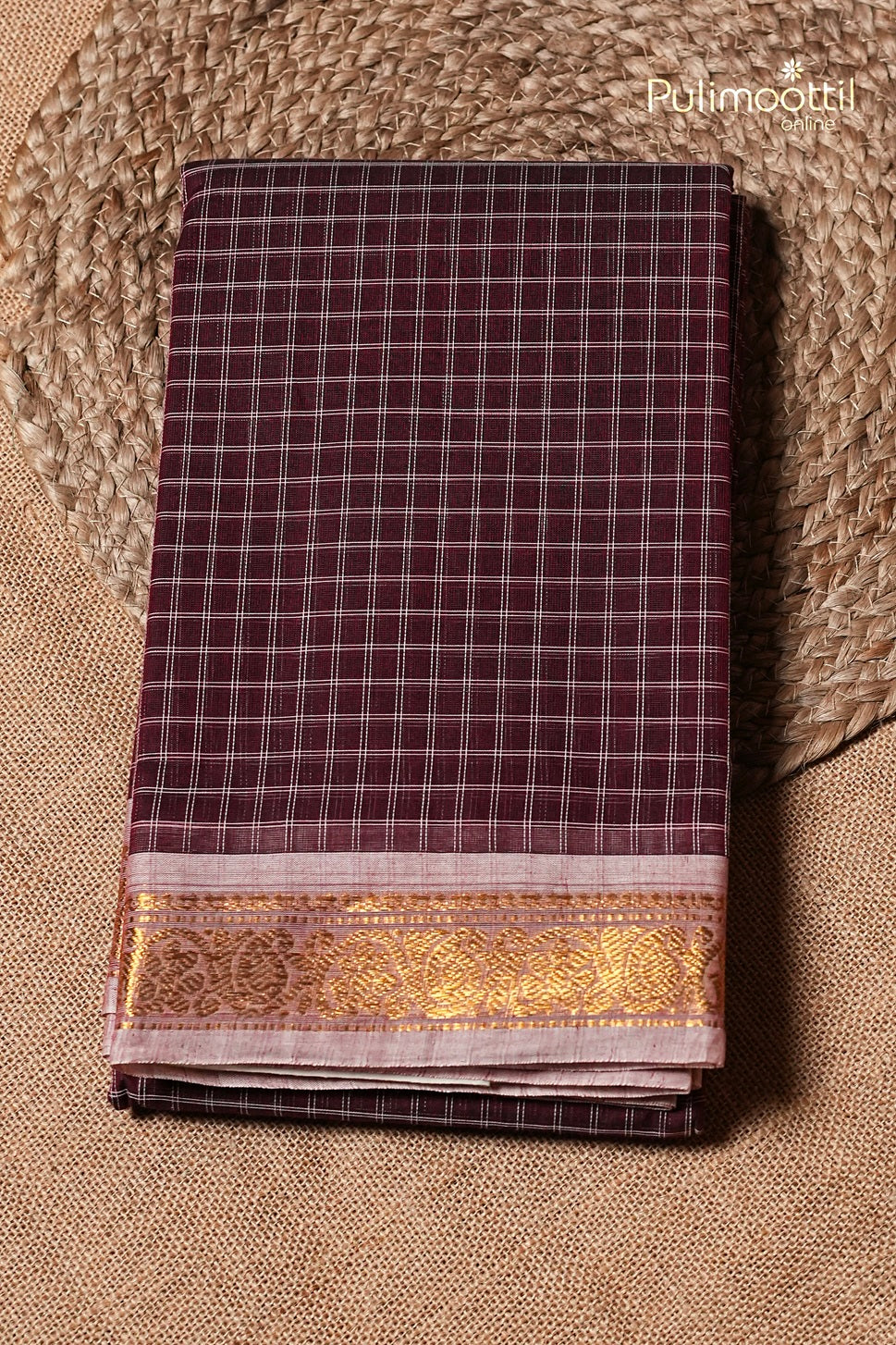 Maroon Colour Cotton Saree
