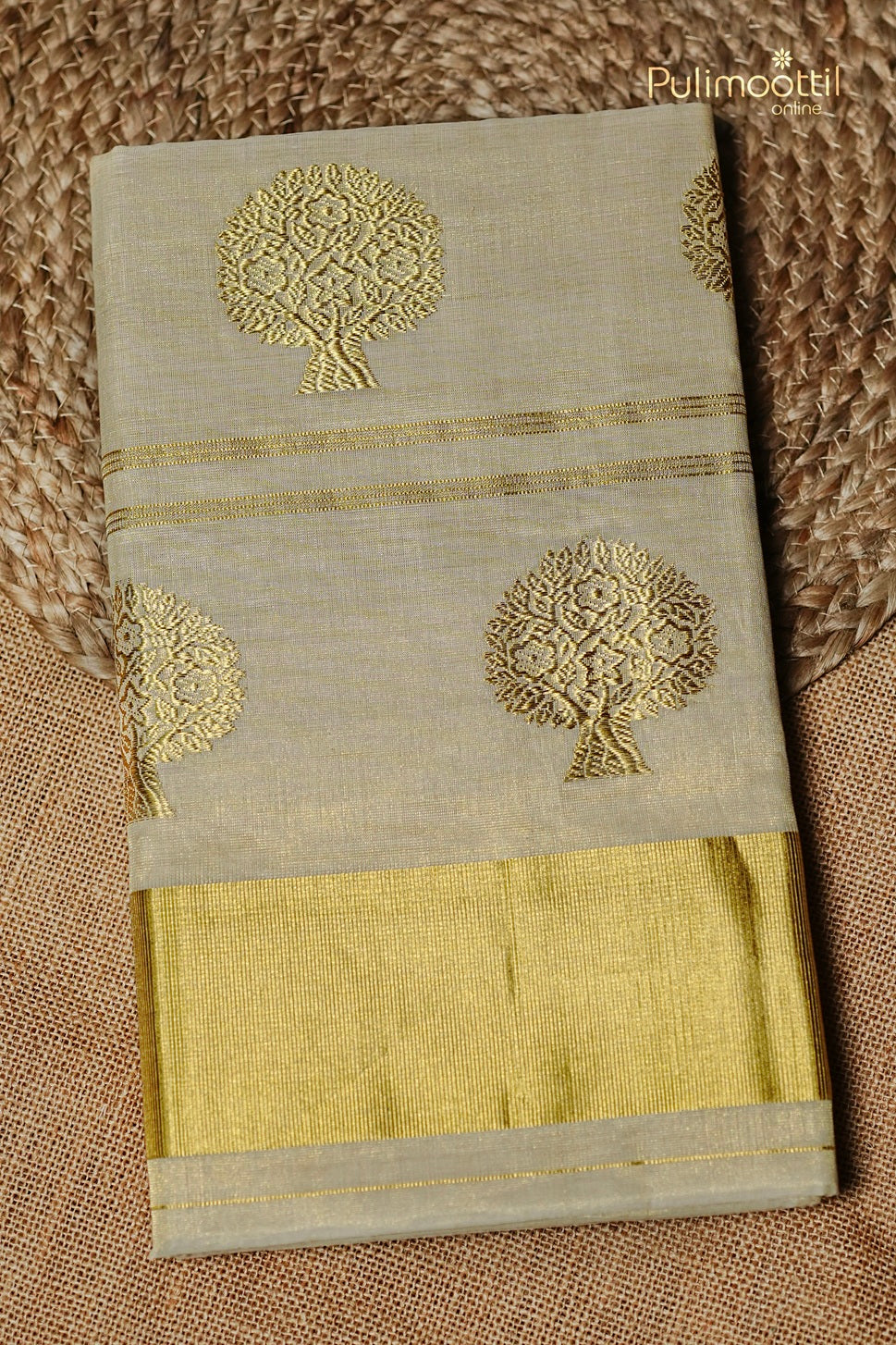 Kerala Traditional Golden Tissue Handloom Set Saree