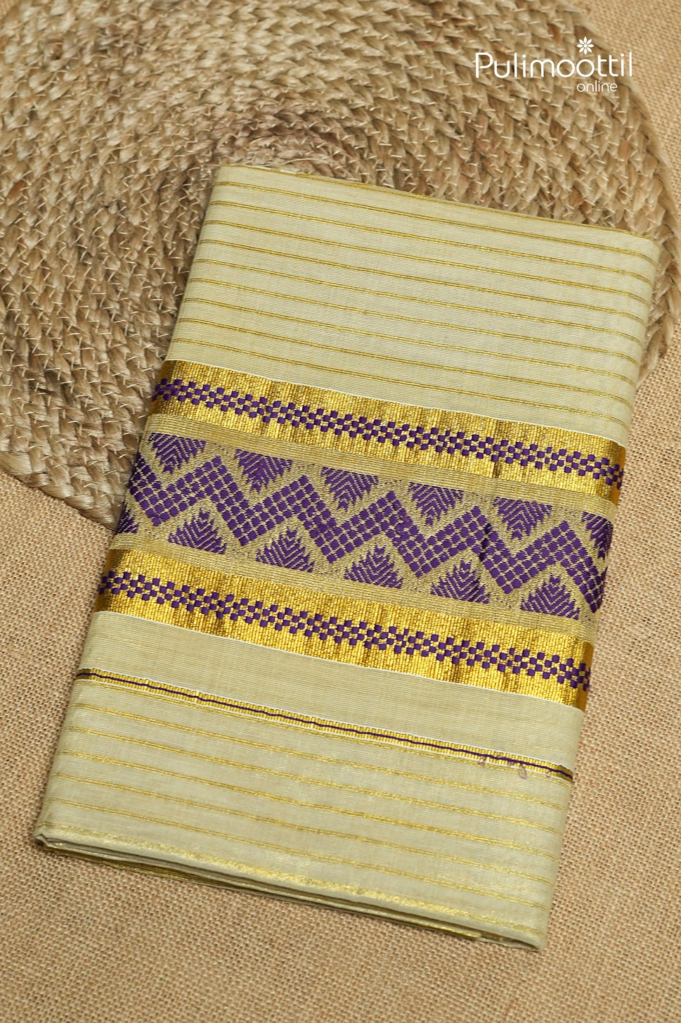 Kerala Traditional Golden Tissue Set Saree