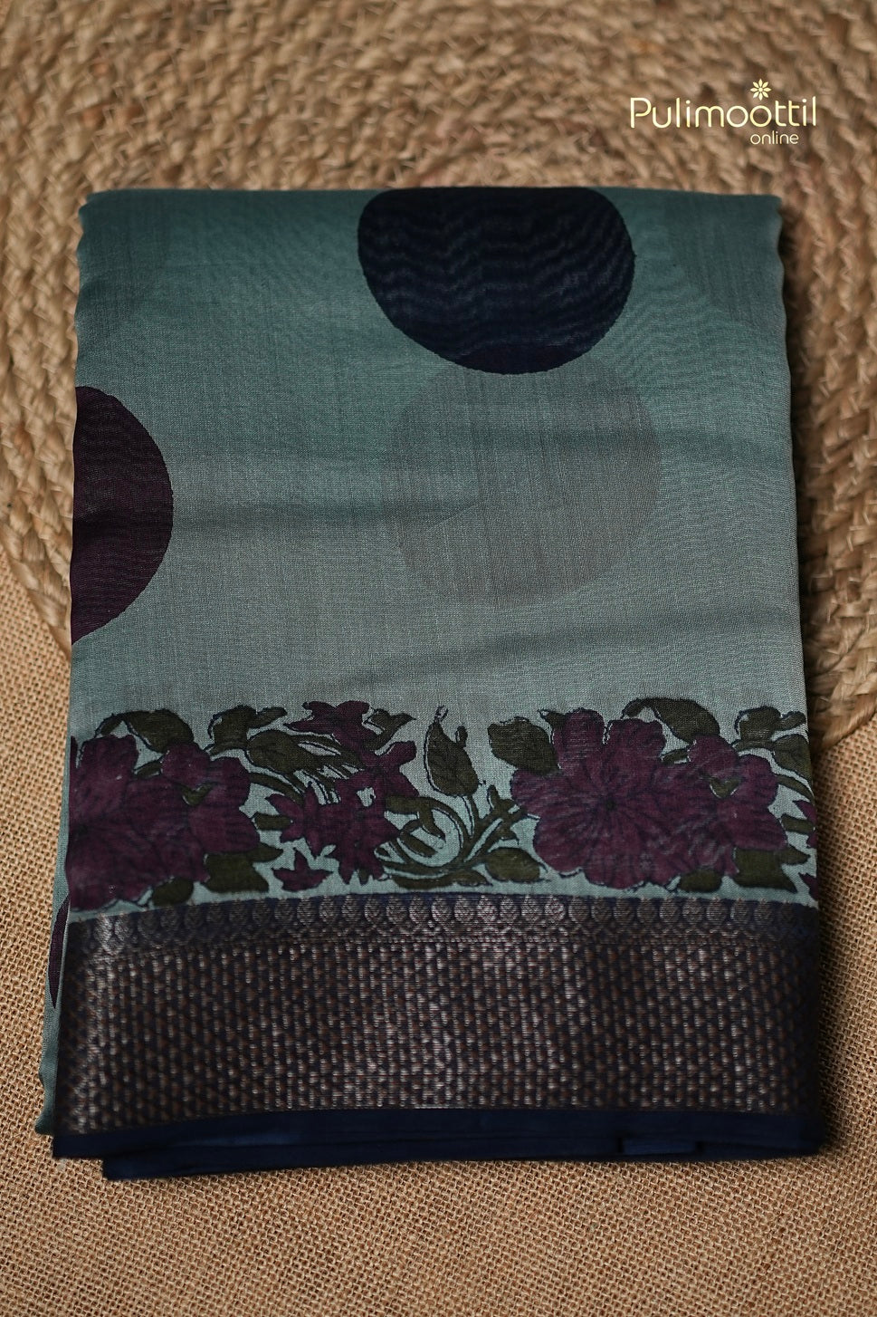 Light Teal Blue Colour Chanderi Saree