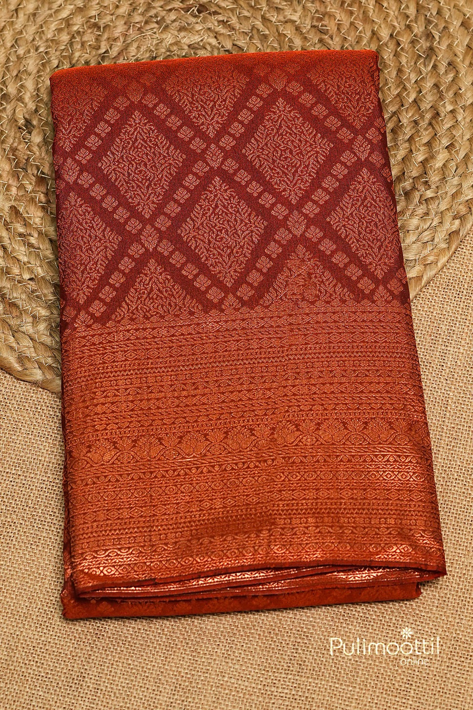 Rusty Red Colour Kanchipuram Brocade Saree