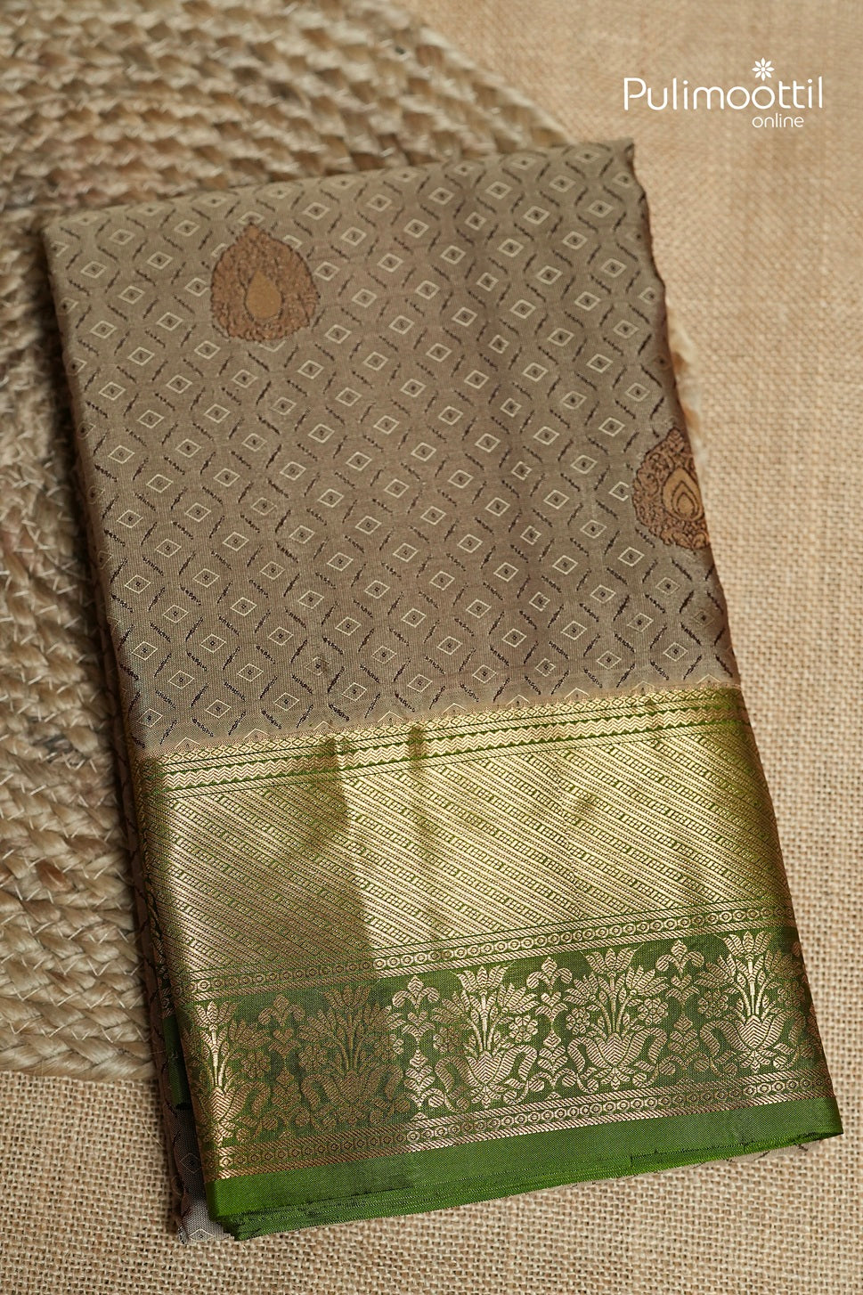 Chikoo Colour Kanchipuram Designer Saree