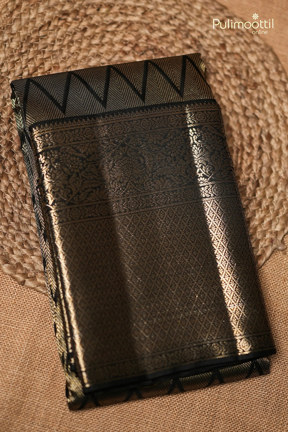 Black Colour Kanchipuram Brocade Wedding Saree