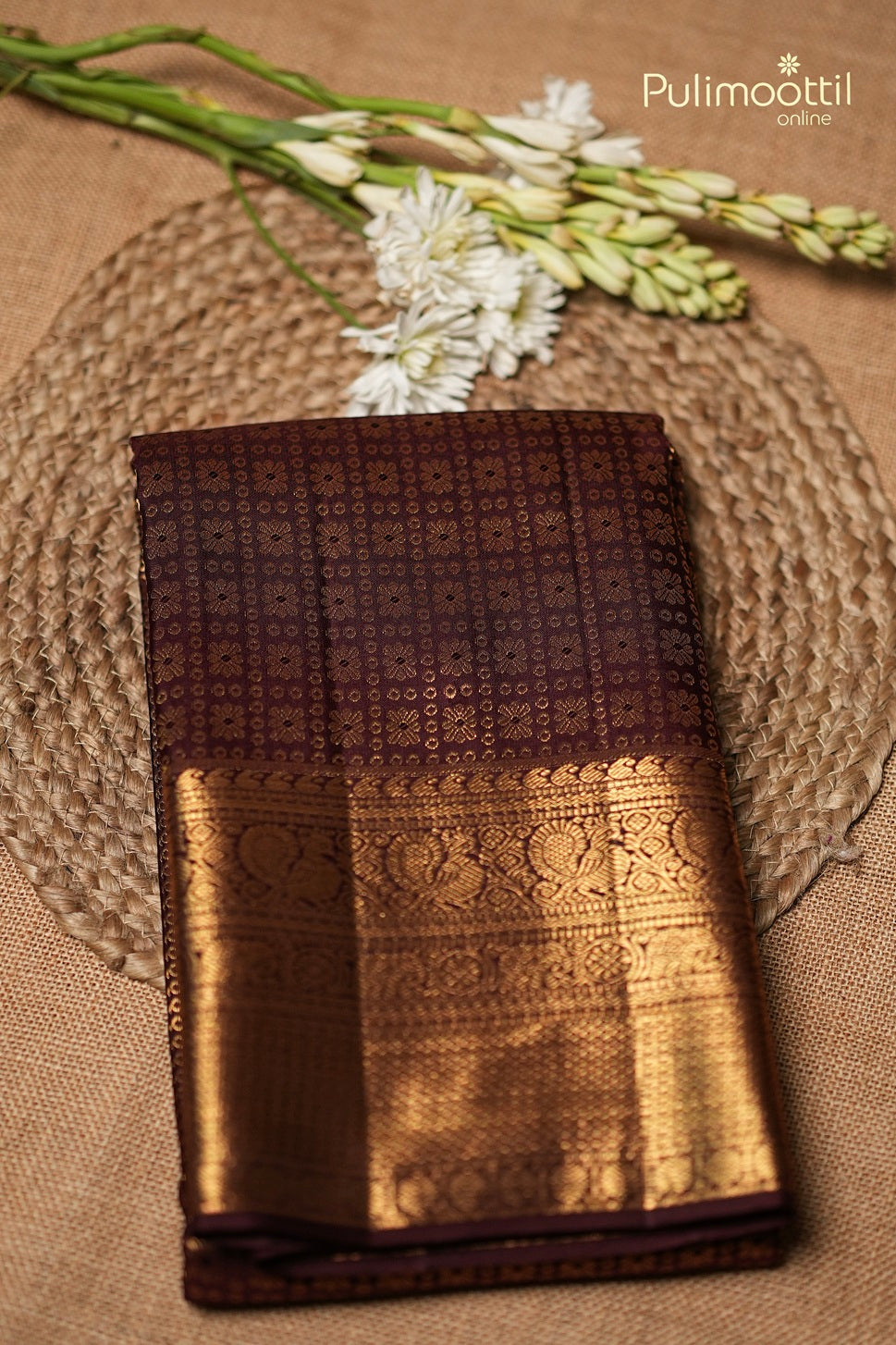 Dark Maroon Colour Kanchipuram Brocade Wedding Saree