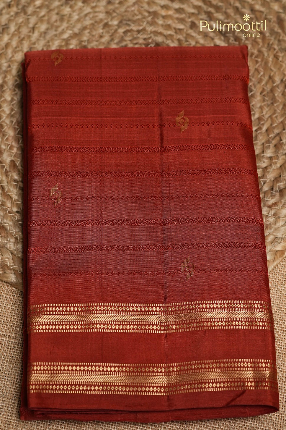 Brick Red Colour Kanchipuram Designer Saree
