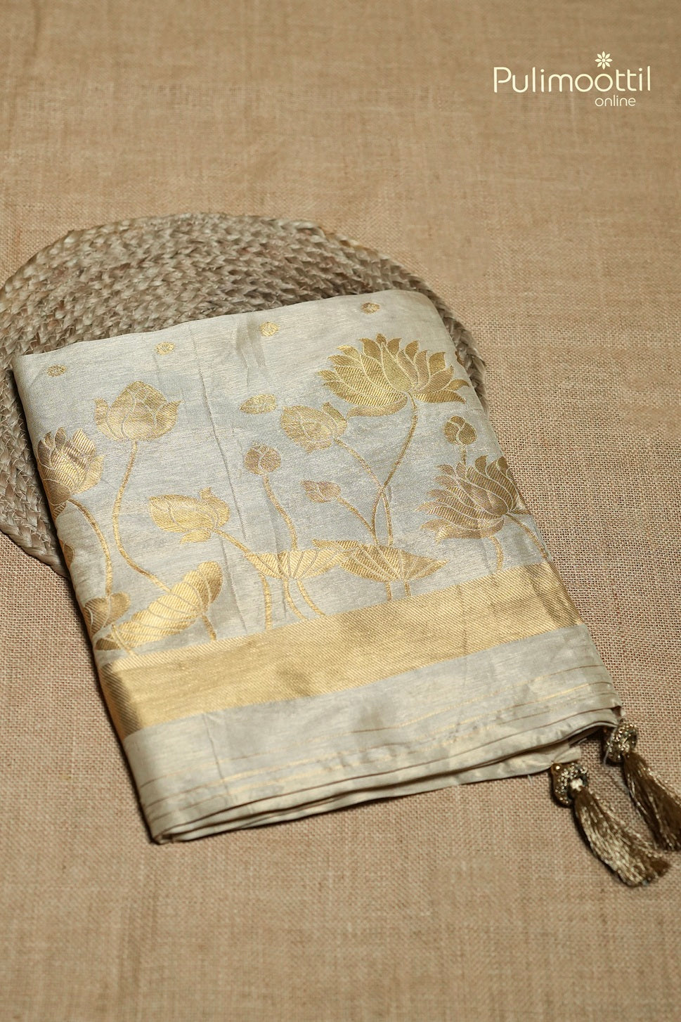 Off White Colour Golden Tissue Traditional Saree