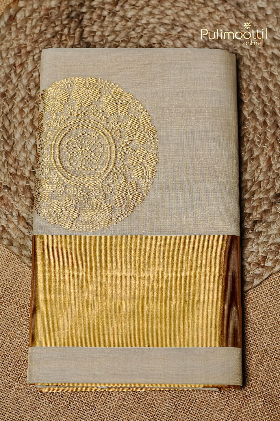 Kerala Traditional Golden Tissue Handloom Set Saree