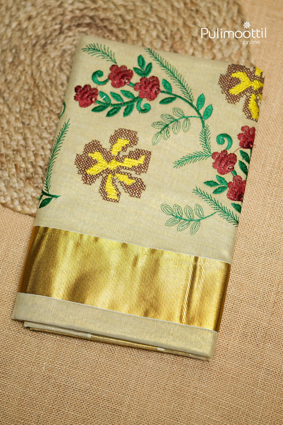 Kerala Traditional Golden Tissue Set Saree