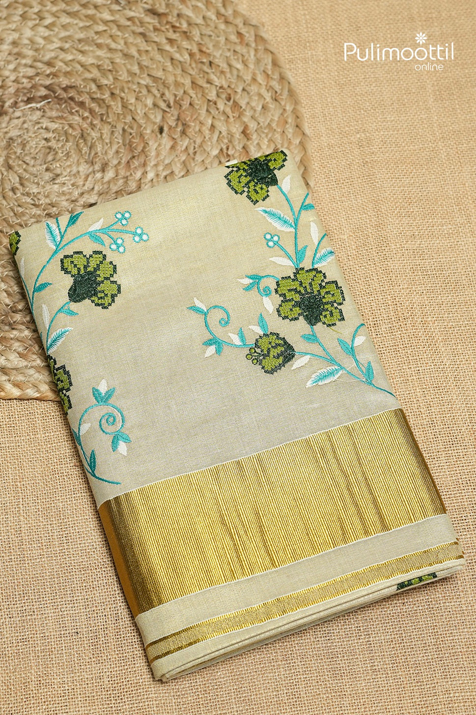 Kerala Traditional Golden Tissue Set Saree