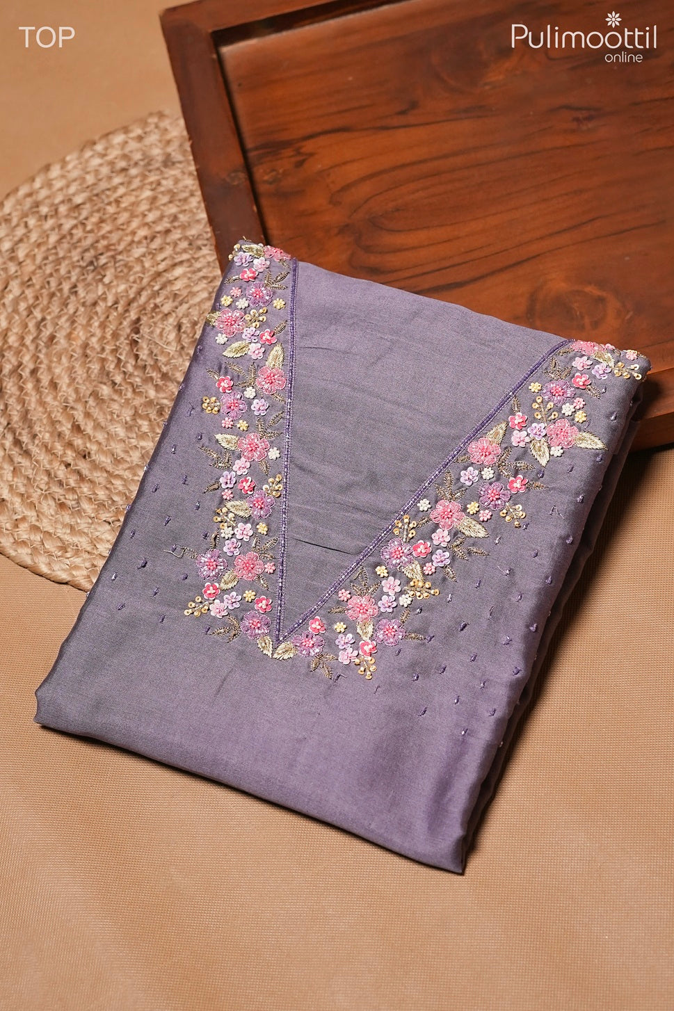 Dusty Purple Chanderi Unstitched Salwar Set