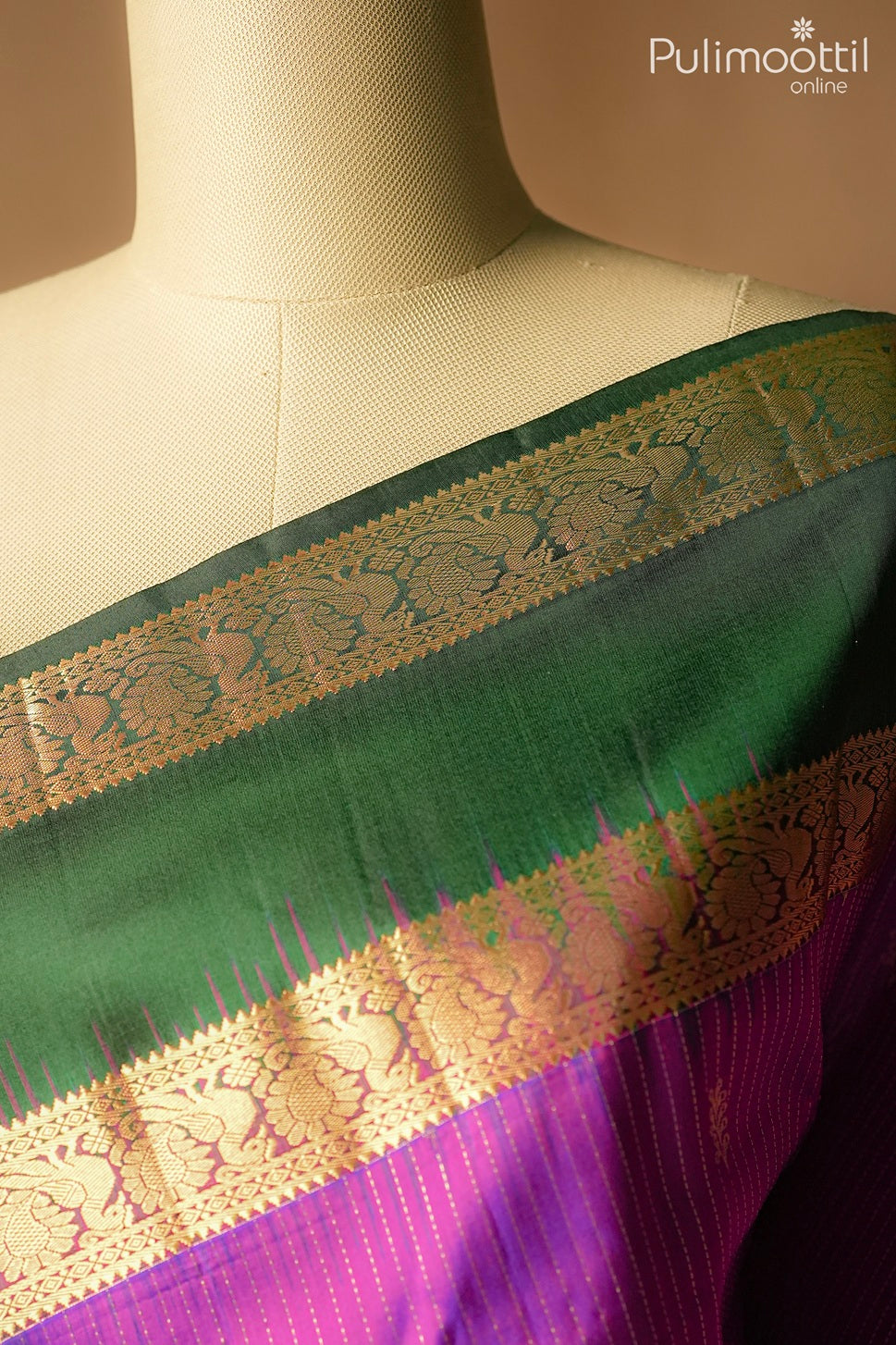 Violet pinkish color Kanchipuram designer saree