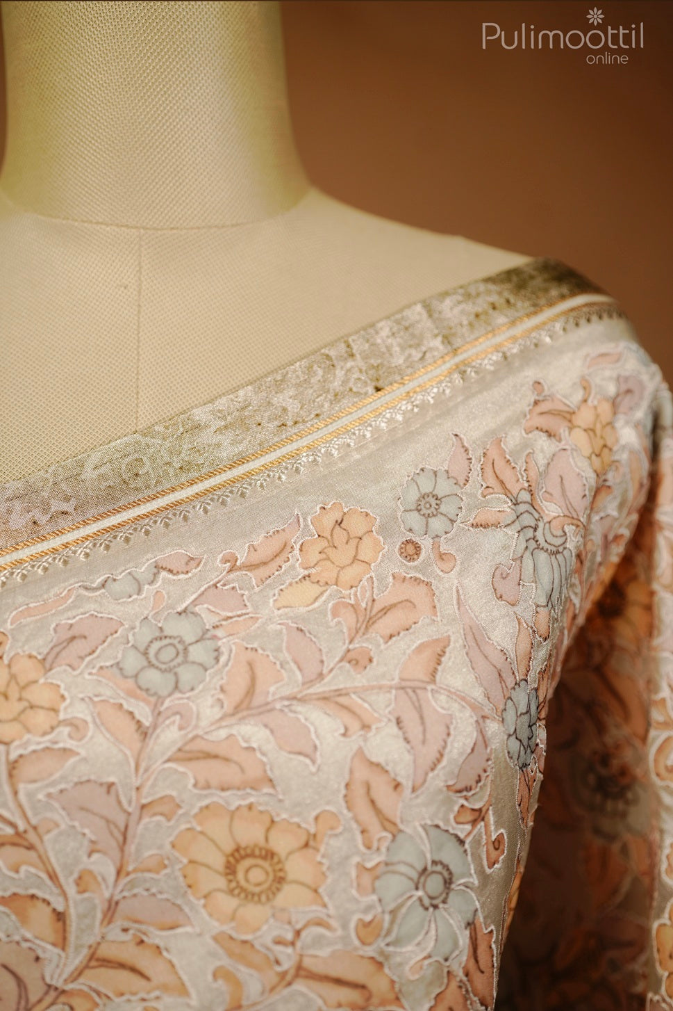 Butter pink color organza tissue fancy saree