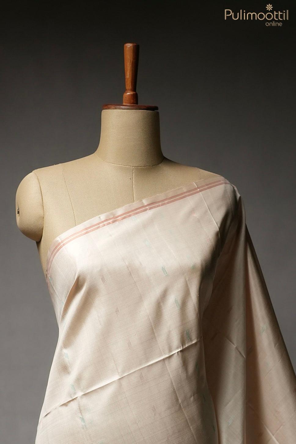 Ivory color Kanchipuram soft silk saree