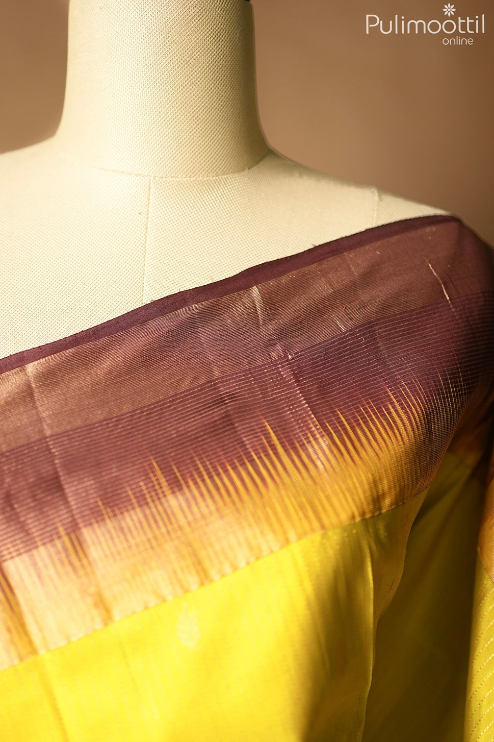 Lemon yellow color Kanchipuram soft silk saree