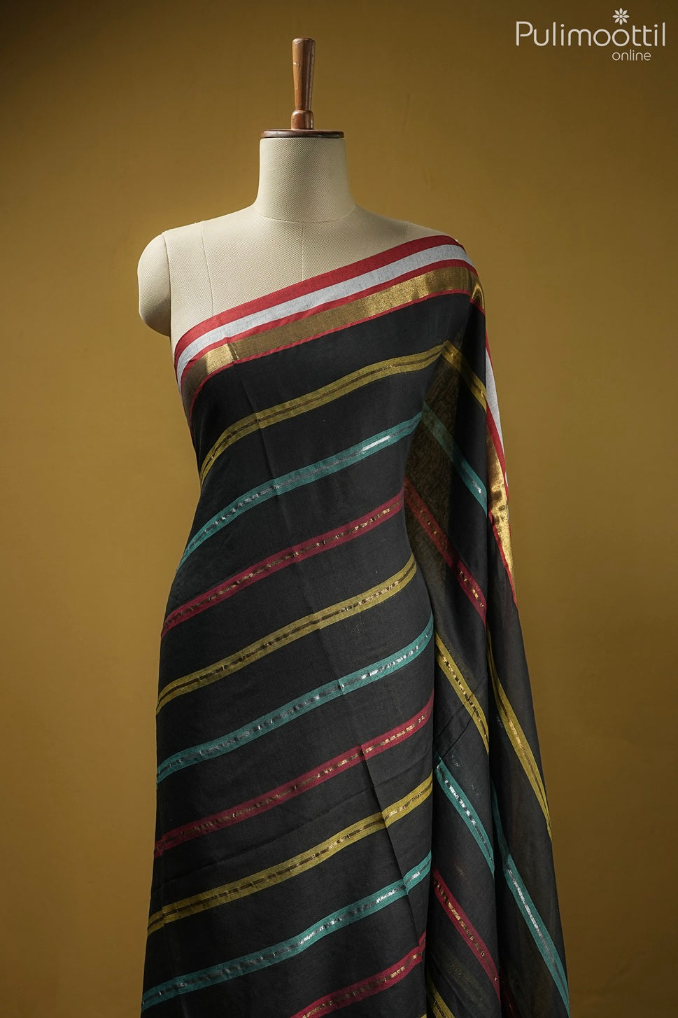 Black color Mul Cotton saree