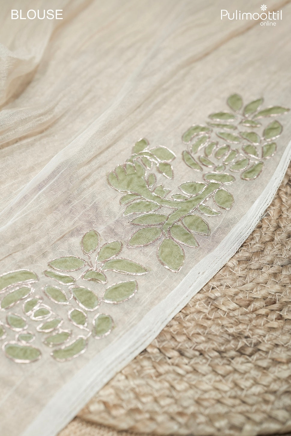 Ivory color crushed organza fancy saree