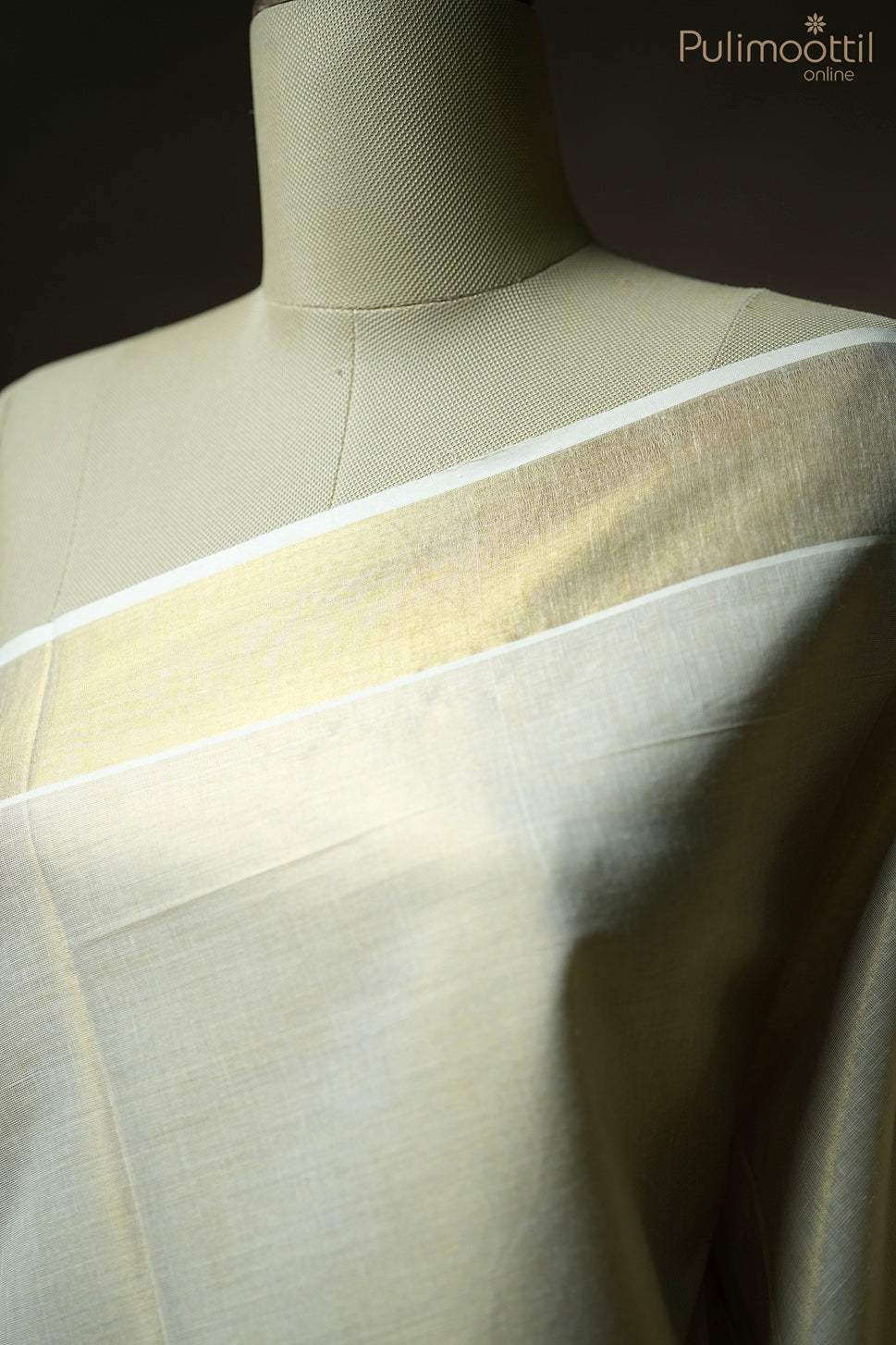 Kerala traditional golden tissue set saree