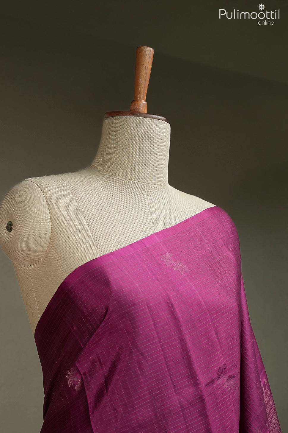 Dark pink color Kanchipuram soft silk saree